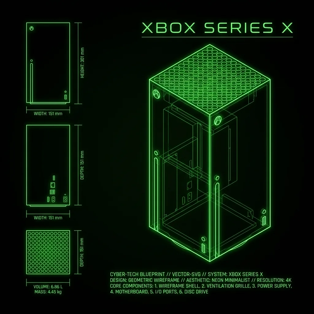 Schema tecnico della Xbox Series X con modulo Wifi e Bluetooth